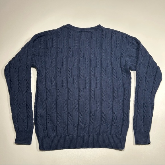 CHAPS Ralph Lauren Vintage Navy Blue Cable Knit Cotton Sweater 12 Size Medium - Picture 2 of 7